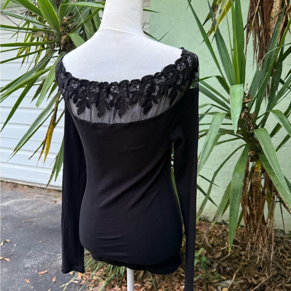 Free People Admire Me Black Lace Off Shoulder Shirt - Picture 5 of 9
